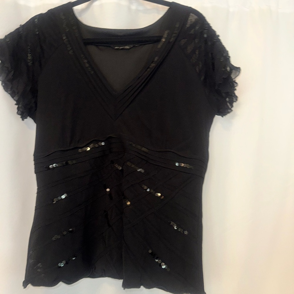 Per Una Black Sequin Blouse